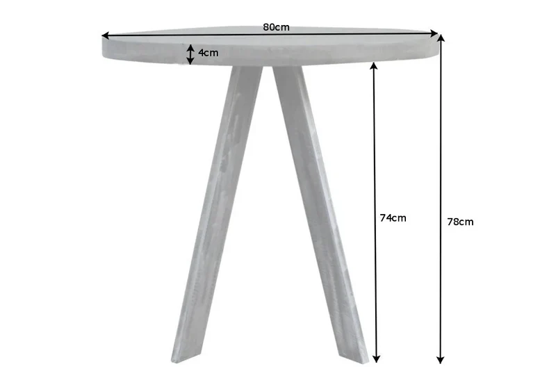 Mango Esstisch ARTE 80cm grau Industrie-Design Gestell
