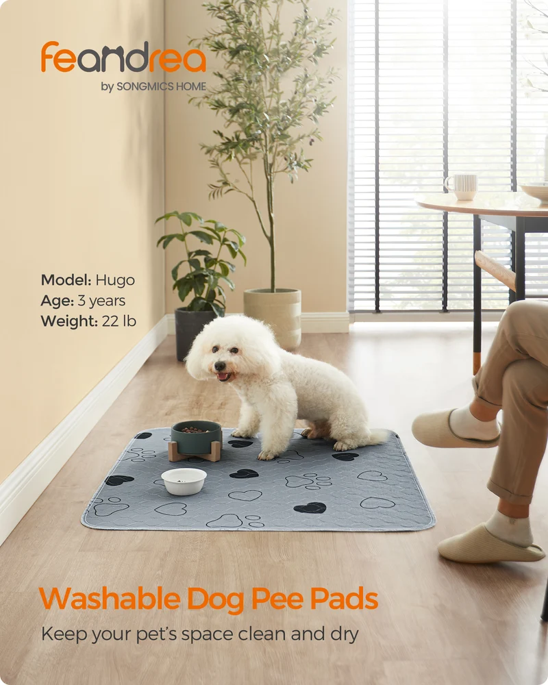 2-Pack Washable Dog Pee Pads, 36x34 Inch Reusable Pet Training Pads with 4-Layer Protection, Waterproof & Non-Slip, for Crates Floors Furniture, Gray