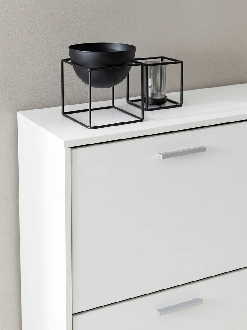 Schuhschrank Holz mit 4 Klappen und großer Ablage