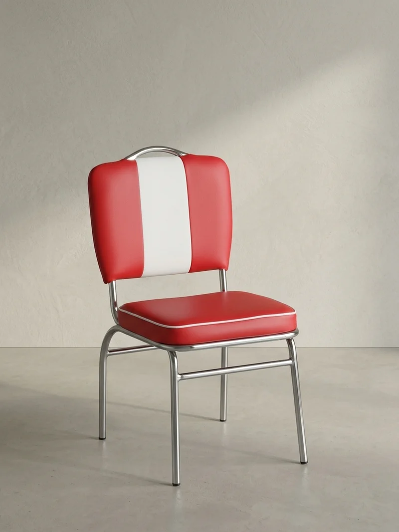 Esszimmerstuhl Kunstleder mit Metallgestell Retro 50er Jahre gepolstert