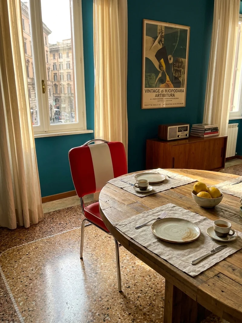 Esszimmerstuhl Kunstleder mit Metallgestell Retro 50er Jahre gepolstert