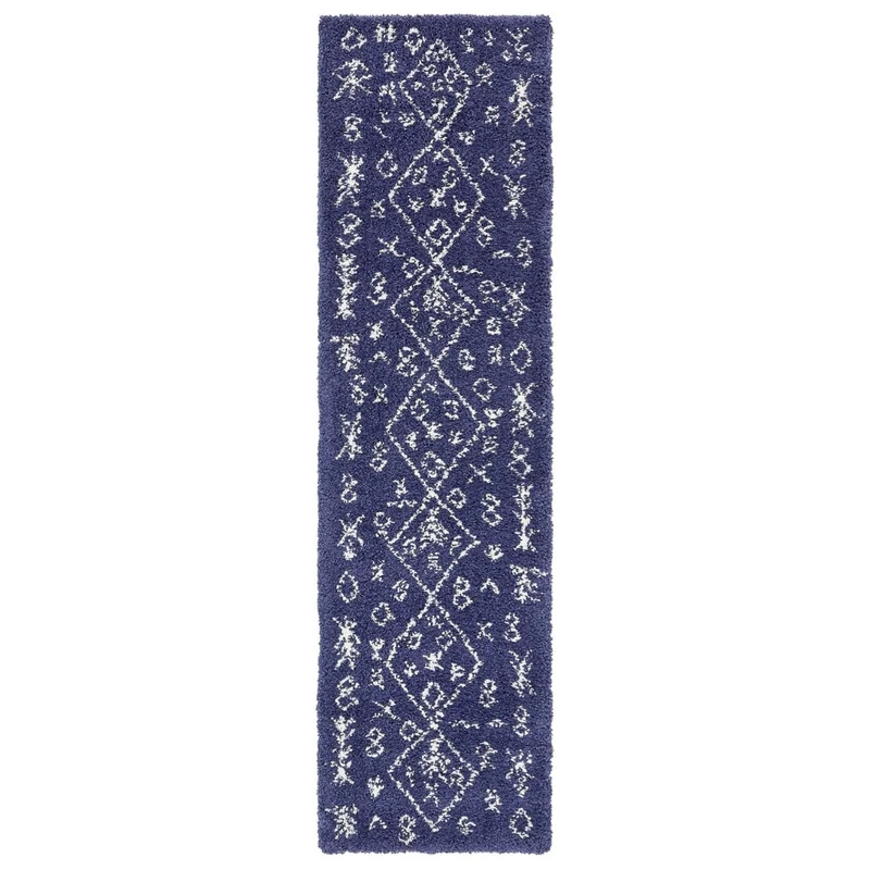 Teppich MARA Shaggy Läufer Marineblau 80x305 cm