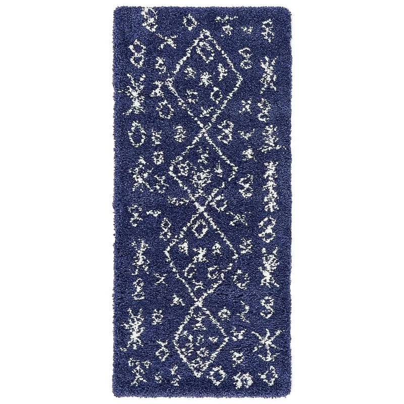 Teppich MARA Shaggy Läufer Marineblau 80x185 cm