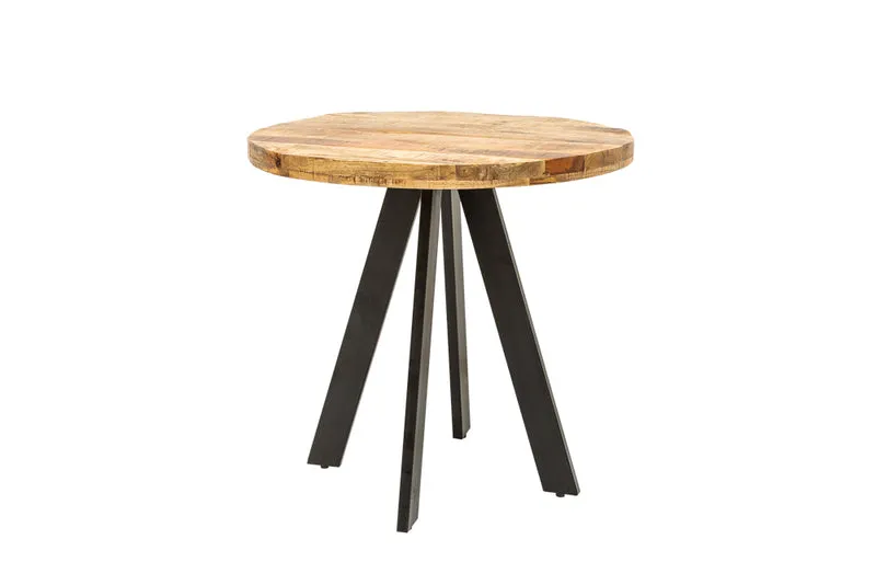 Industrie-Look Esstisch ARTE 80cm rund Mangoholz natural