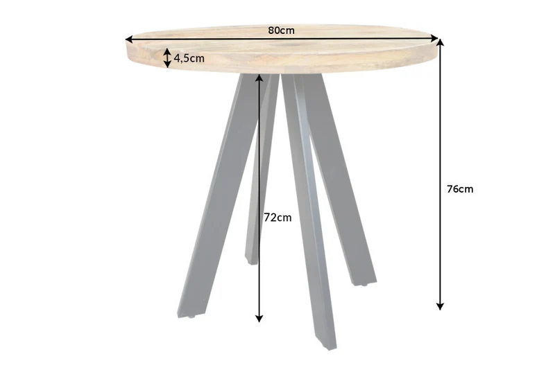Industrie-Look Esstisch ARTE 80cm rund Mangoholz natural