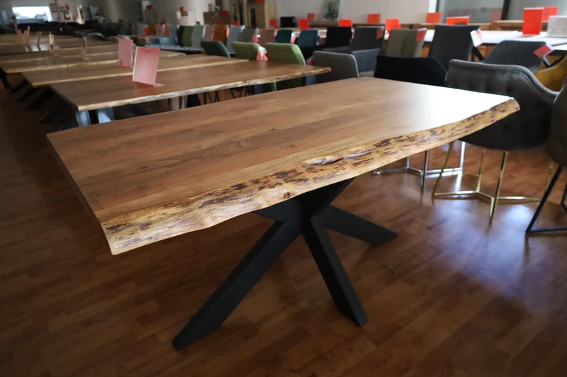 Esstisch Tisch + Massivholz Akazie +Echte Baumkante 240x100cm