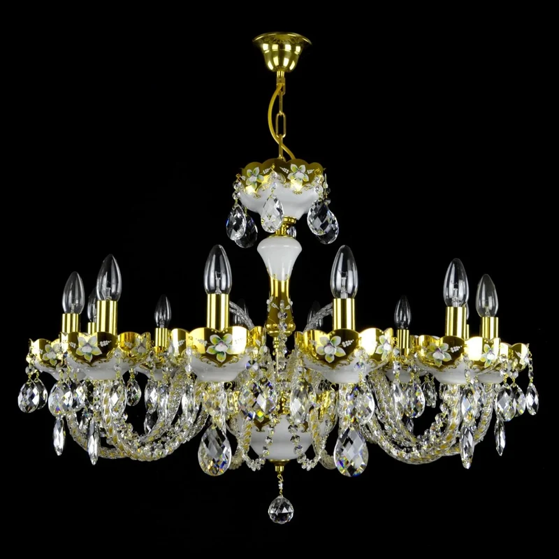 Casa Padrino Luxus Barock Kristall Kronleuchter Gold Ø 80 x H. 60 cm - Prunkvolle Messing Kronleuchter mit böhmischem Kristallglas - Barock Möbel - Edel & Prunkvoll