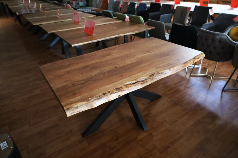 Esstisch Tisch + Massivholz Akazie +Echte Baumkante 200x100cm