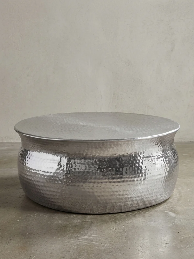 Couchtisch Orient Handgefertigt Hammerschlag-Aluminium Großzügige Ablagefläche