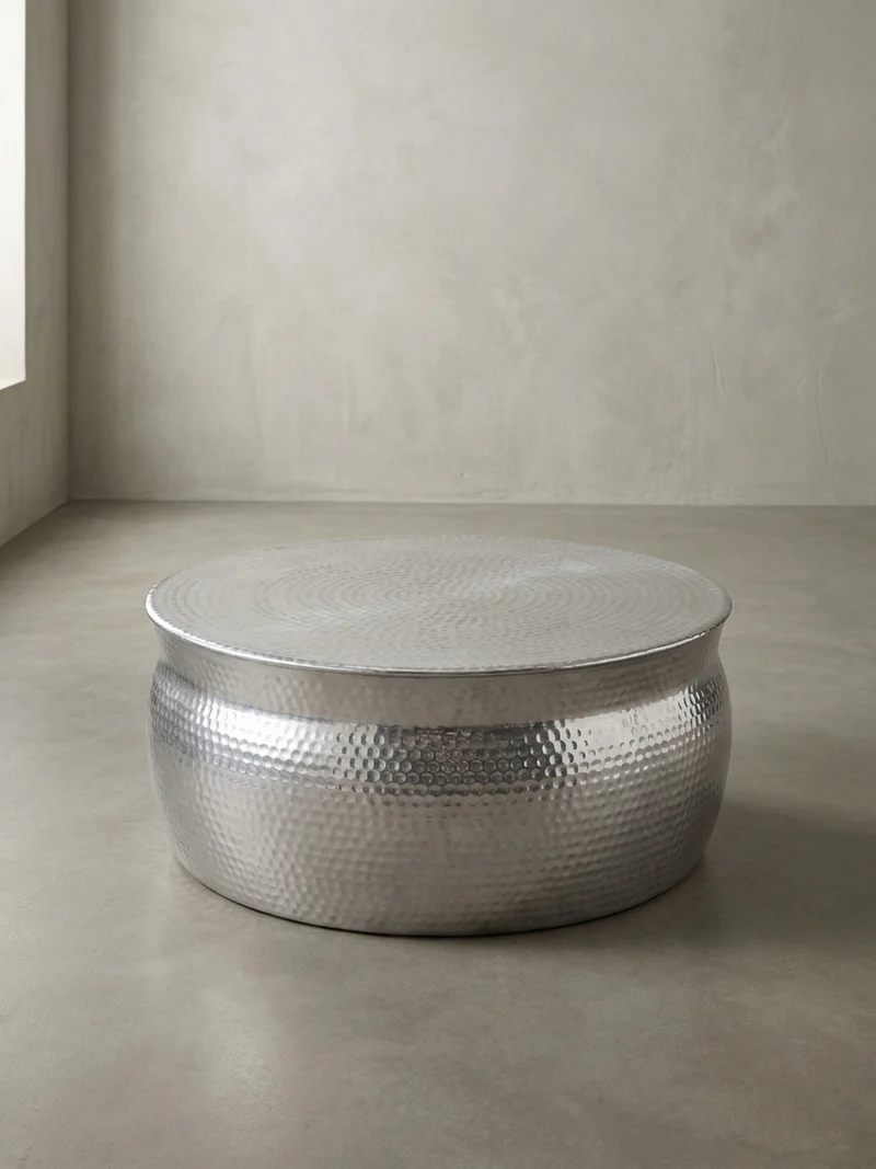 Couchtisch Orient Handgefertigt Hammerschlag-Aluminium Großzügige Ablagefläche