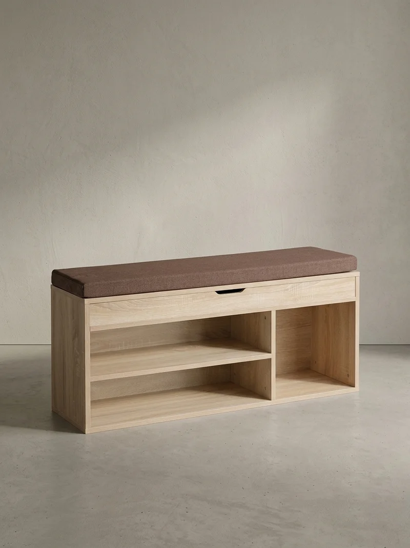 Garderobenbank Holz gepolstert mit Stauraum