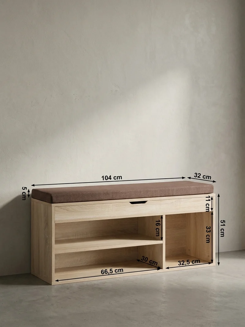 Garderobenbank Holz gepolstert mit Stauraum