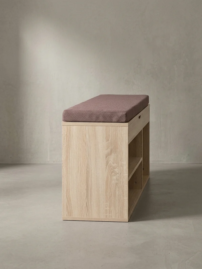 Garderobenbank Holz gepolstert mit Stauraum