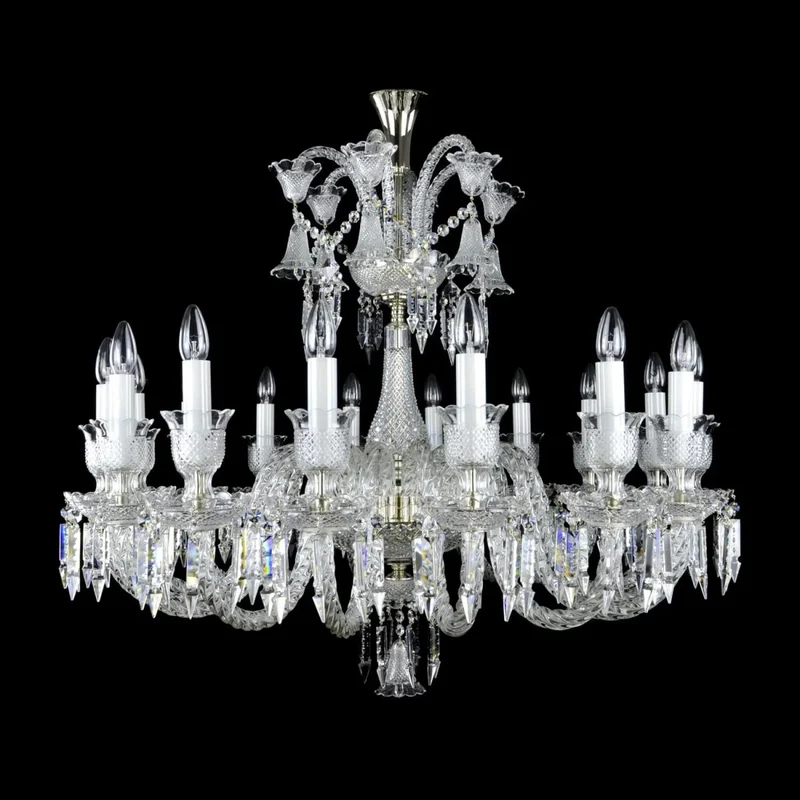 Casa Padrino Luxus Barock Kristall Kronleuchter Silber Ø 99 x H. 90 cm - Prunkvolle Messing Kronleuchter mit böhmischem Kristallglas - Barock Möbel - Edel & Prunkvoll