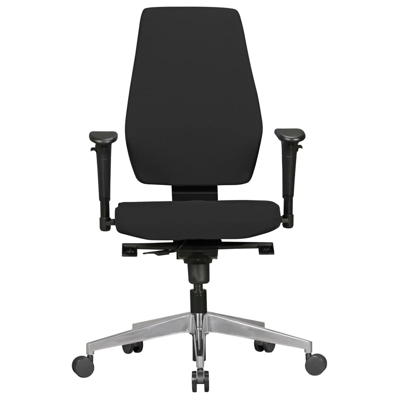 Bürostuhl Stoff mit Lendenstütze, höhenverstellbaren Armlehnen und Aluminiumfuß LATINA
