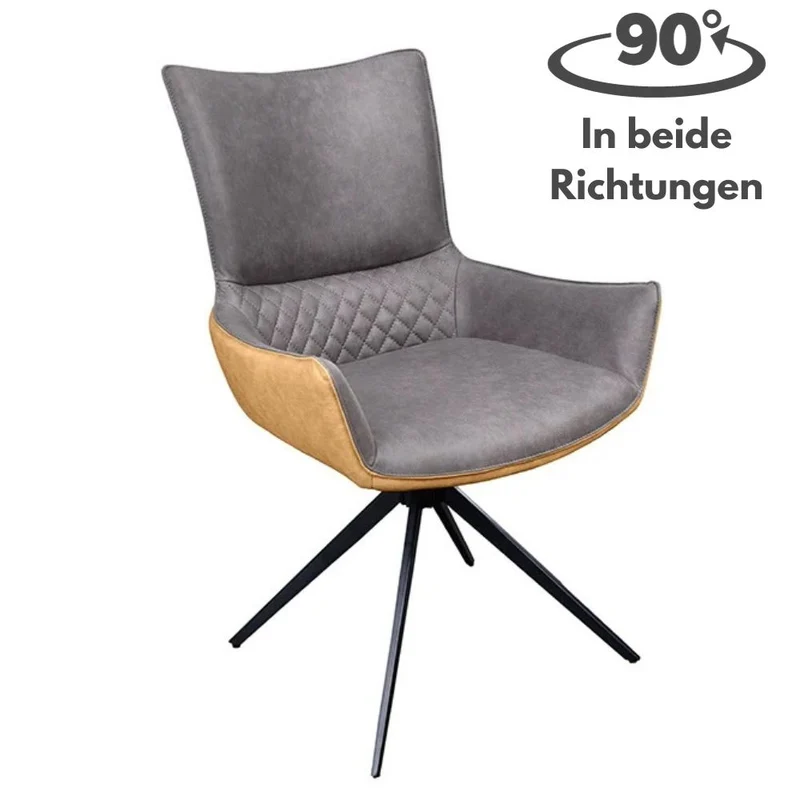 Cooler Drehstuhl PILOT grau braun schwarze Metallbeine