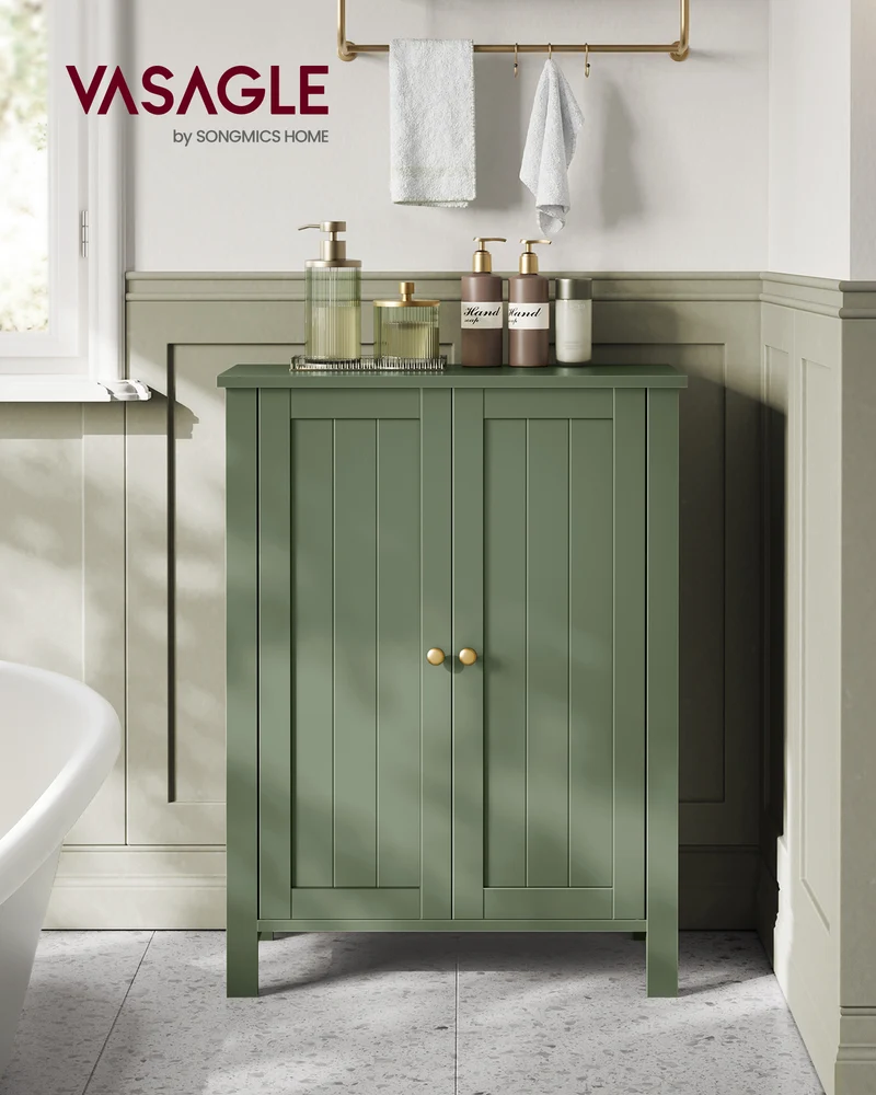 Small Storage Cabinet Fits Perfectly ，Pedestal Sink Storage Cabinet, Floor Storage Cabinet with 2 Adjustable Shelves