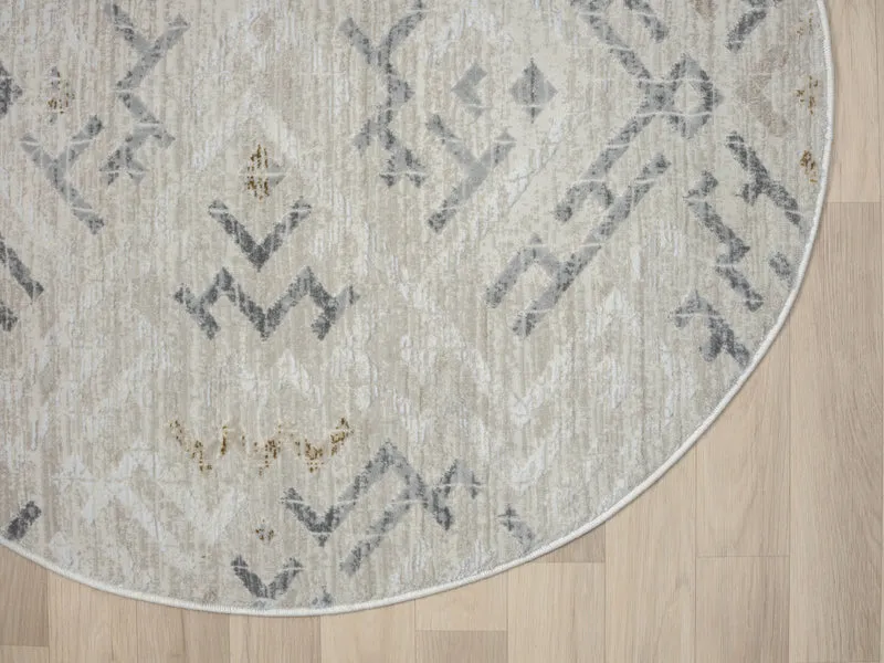 Teppich TURA rund Creme-Grau 120 x 120 cm