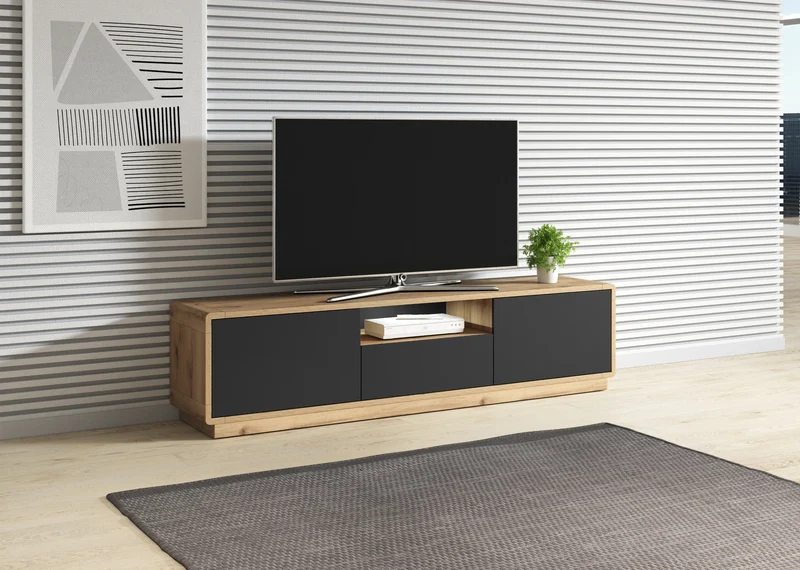 Tv-Unterschrank Kommode Vitrine + Holz Optik + Soft Close