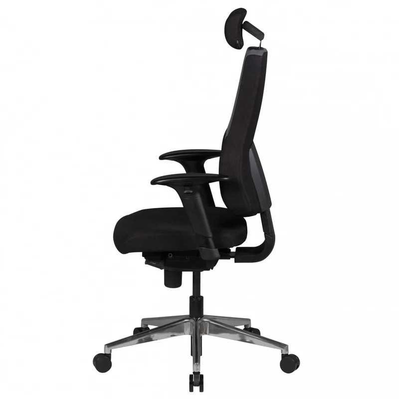 Chefsessel Kunstleder mit 3-Punkt-Synchronmechanik, ergonomischer Rückenlehne, höhenverstellbarer Kopfstütze und Aluminium-Fußkreuz FABIO