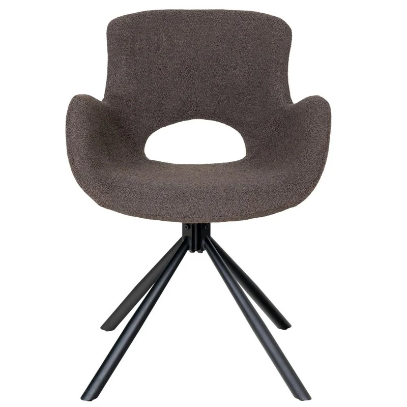 Drehbares 2er Set - Design Stuhl MORIM mushroom-braun Bouclé-Stoff