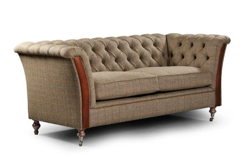 Casa Padrino Luxus Chesterfield Sessel Melton 100 x 87 x H. 77 cm - Eleganter Wohnzimmer Sessel mit Echtleder - Chesterfield Wohnzimmer Möbel