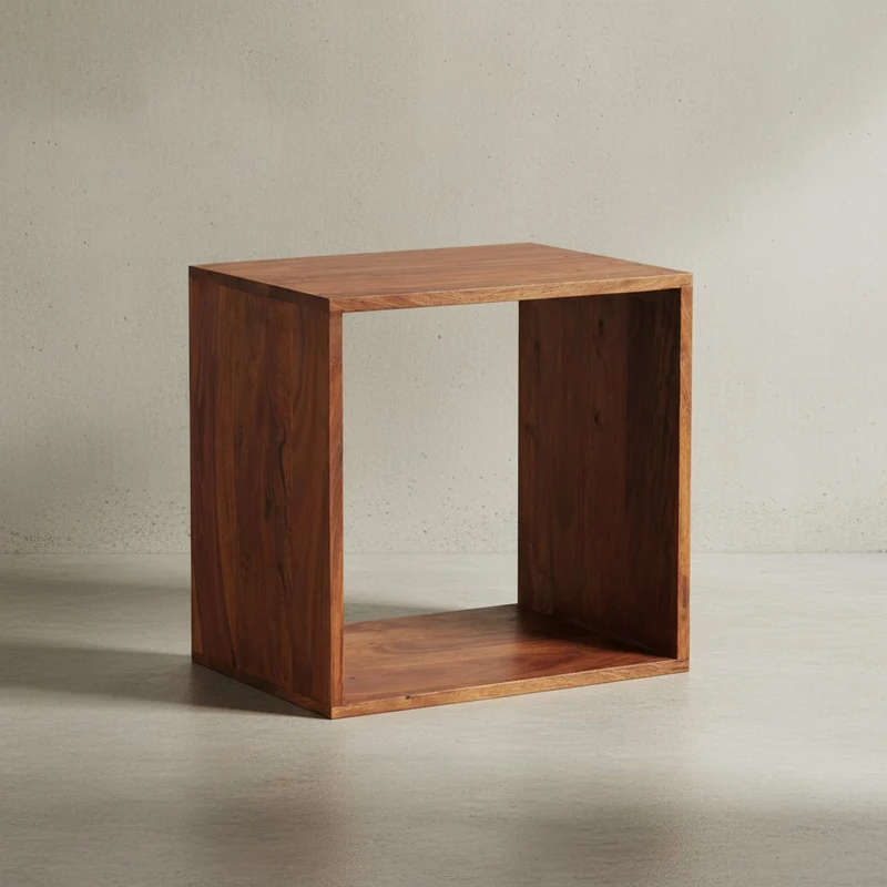 Beistelltisch Massivholz Regalform Cube