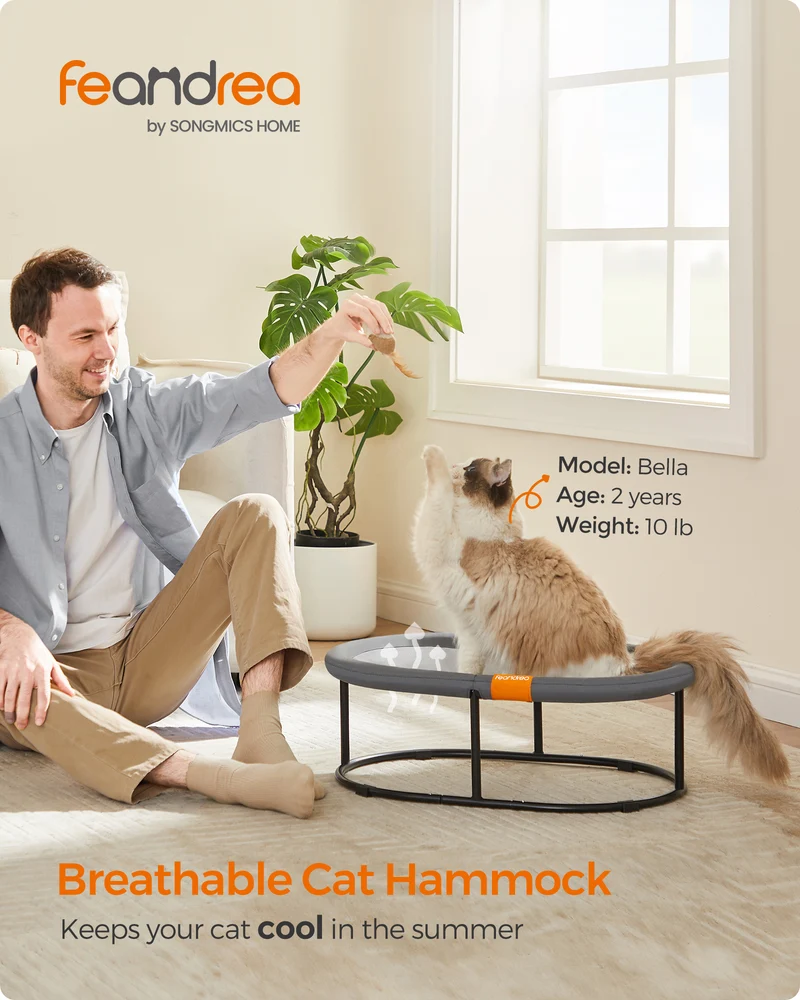 Feandrea Pet Bed, Cat Hammock, Elevated Cat Bed