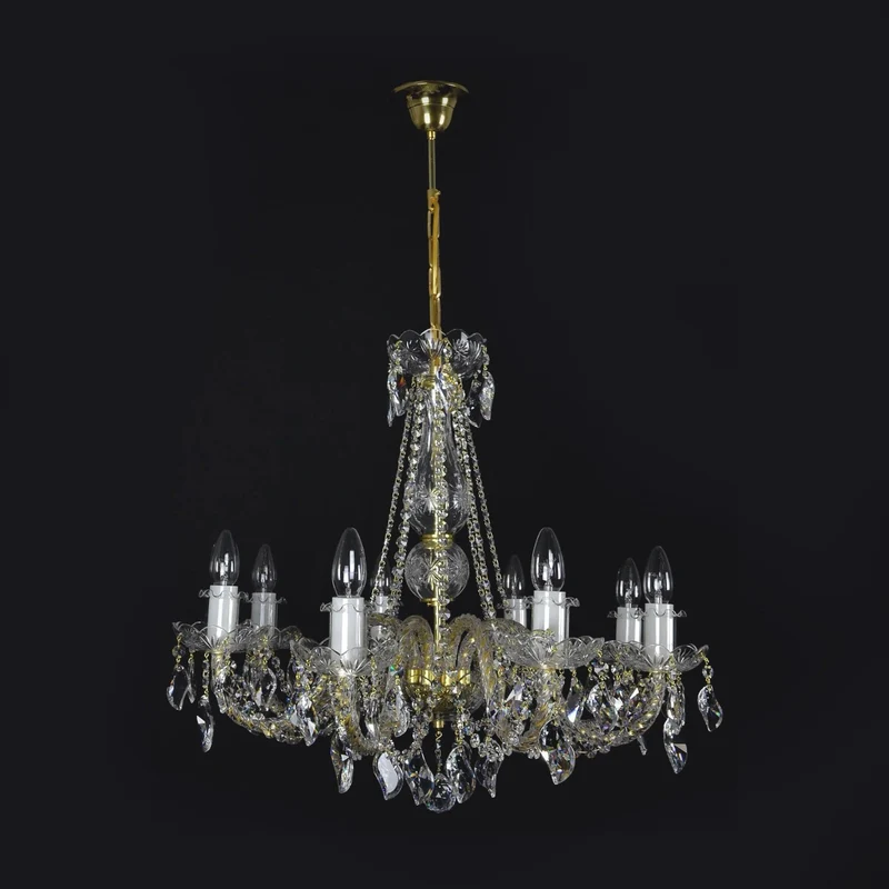 Casa Padrino Luxus Barock Kristall Kronleuchter Gold Ø 65 x H. 58 cm - Prunkvolle Messing Kronleuchter mit böhmischem Kristallglas - Barock Möbel - Edel & Prunkvoll