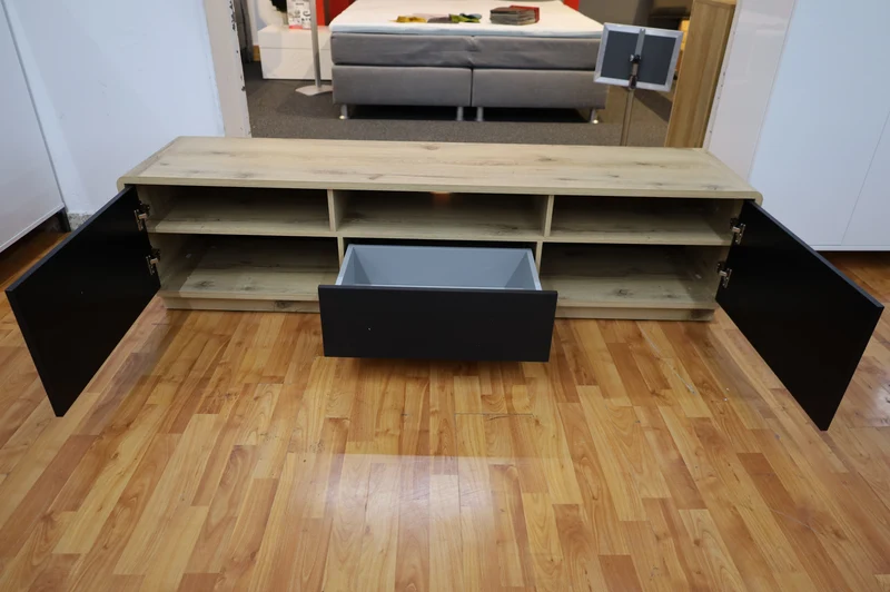 Tv-Unterschrank Vitrine Kommode + Holz Optik + Soft Close