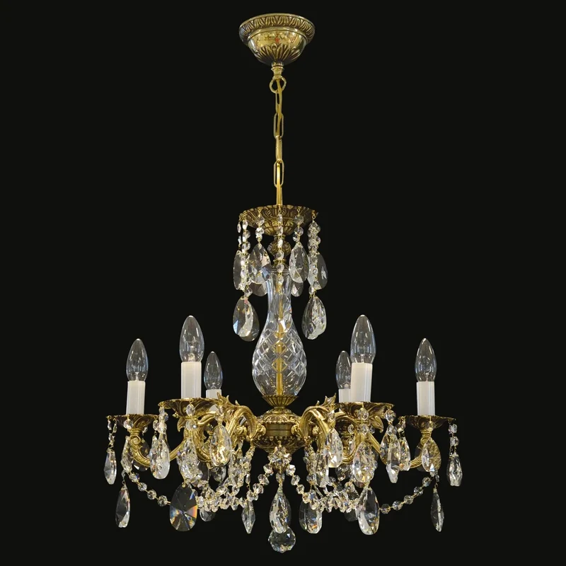 Casa Padrino Luxus Barock Kristall Kronleuchter Gold Ø 55 x H. 52 cm - Prunkvolle Messing Kronleuchter mit böhmischem Kristallglas - Barock Möbel - Edel & Prunkvoll