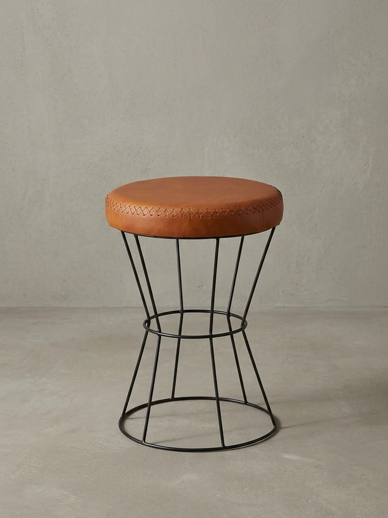 Sitzhocker – Echtleder, Industrial-Stil