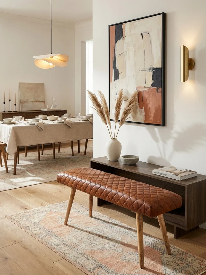 Sitzbank – Echtleder/Holz, Springbock-Stil