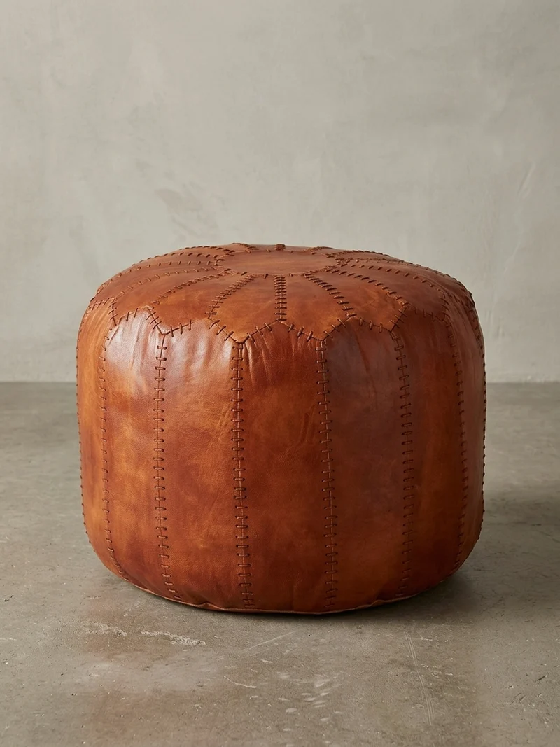 Sitzhocker – Echtleder Braun, orientalisches Design