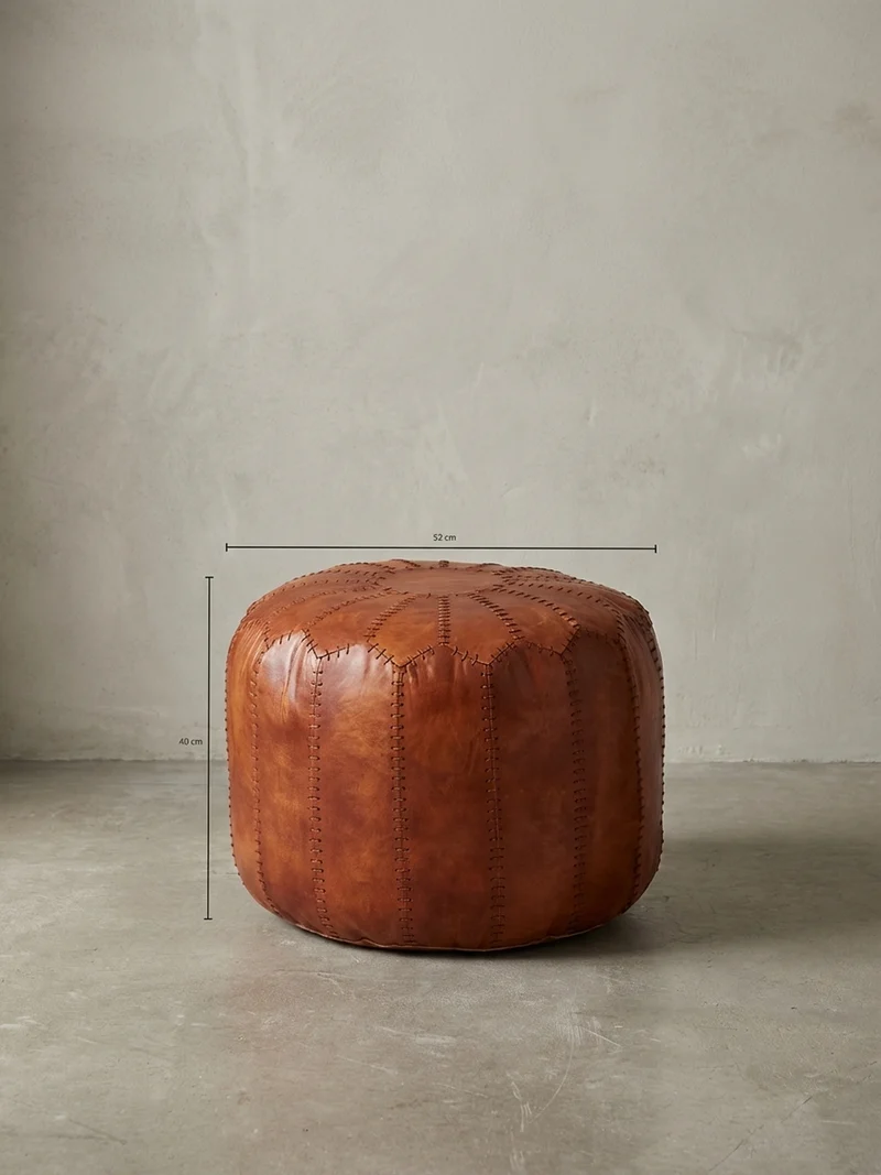 Sitzhocker – Echtleder Braun, orientalisches Design