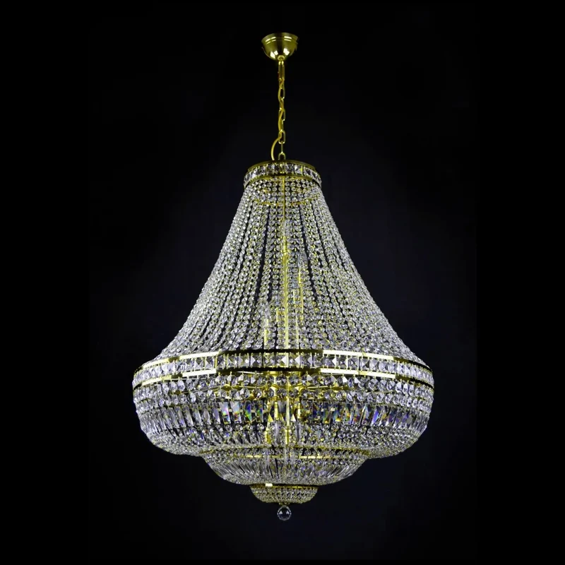 Casa Padrino Luxus Barock Kristall Kronleuchter Gold Ø 90 x H. 111 cm - Prunkvolle Messing Kronleuchter mit böhmischem Kristallglas - Barock Möbel - Edel & Prunkvoll