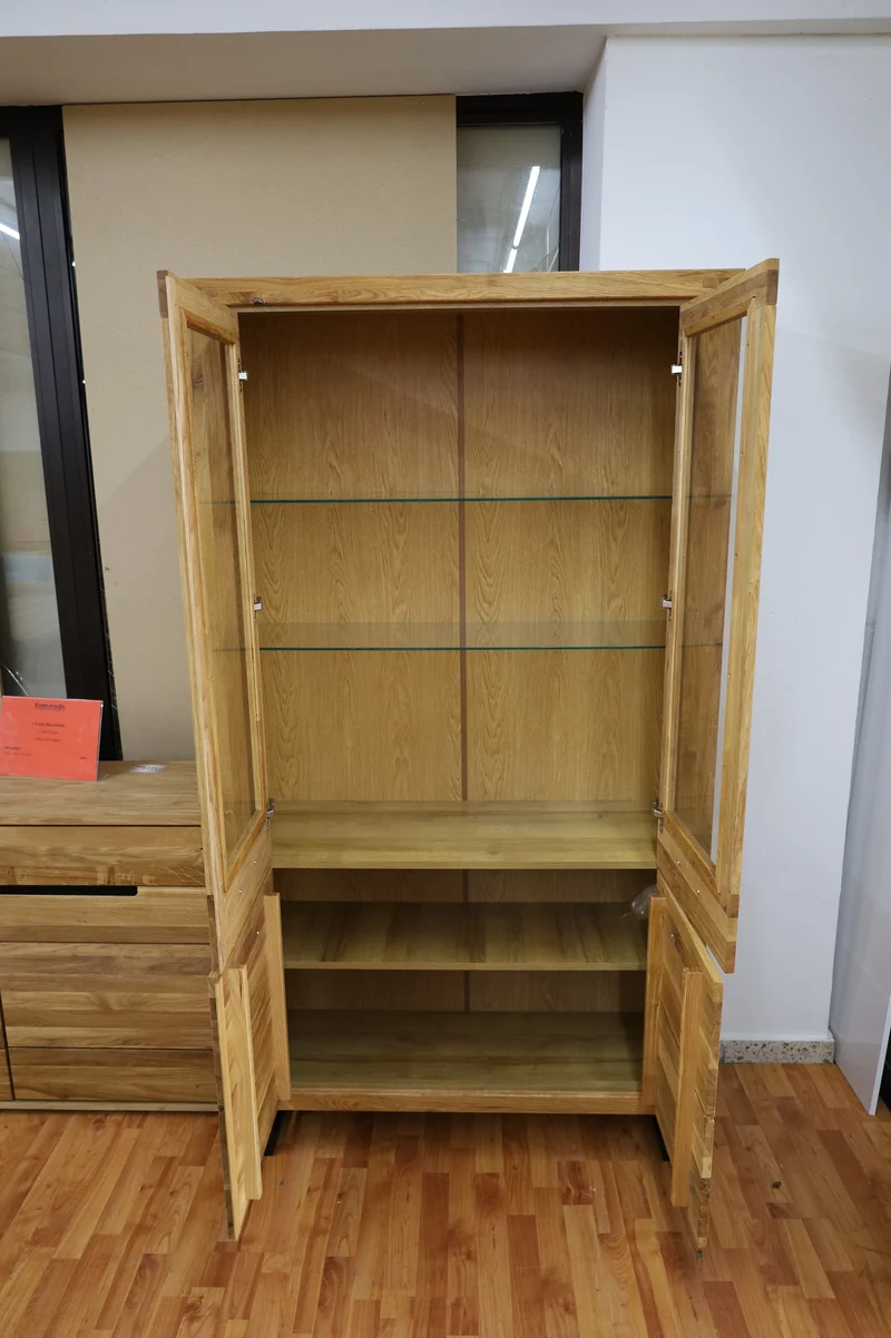 Doppelvitrine Vitrine +Soft Close + Front Massivholz Eiche