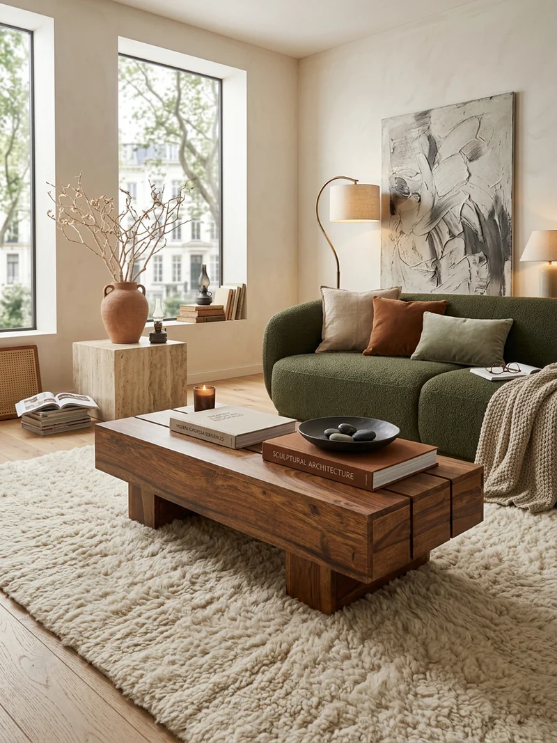 Couchtisch aus Massivholz, handgefertigt, pflegeleicht, aus Akazienholz und Edelholz