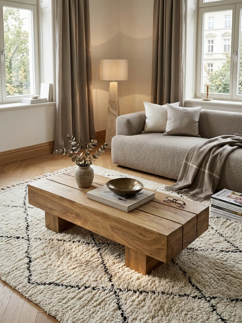 Couchtisch aus Massivholz, handgefertigt, pflegeleicht, aus Akazienholz und Edelholz