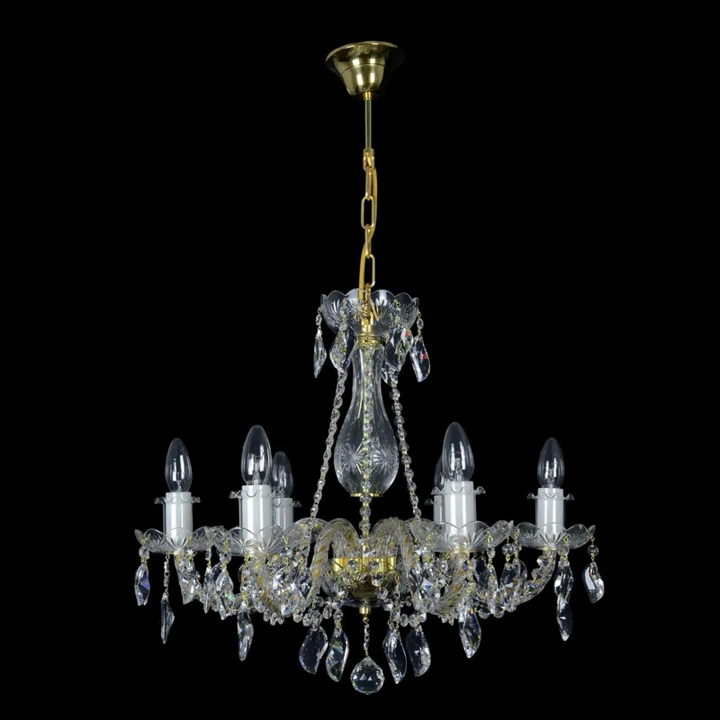 Casa Padrino Luxus Barock Kristall Kronleuchter Gold Ø 58 x H. 50 cm - Prunkvolle Messing Kronleuchter mit böhmischem Kristallglas - Barock Möbel - Edel & Prunkvoll