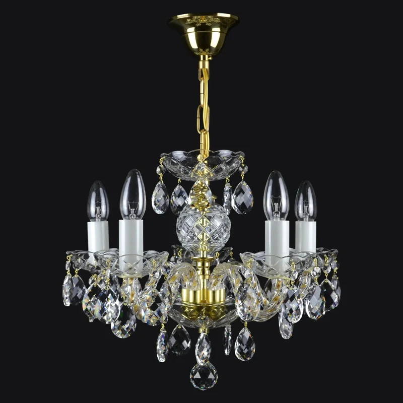 Casa Padrino Luxus Barock Kristall Kronleuchter Gold Ø 44 x H. 35 cm - Prunkvolle Messing Kronleuchter mit böhmischem Kristallglas - Barock Möbel - Edel & Prunkvoll