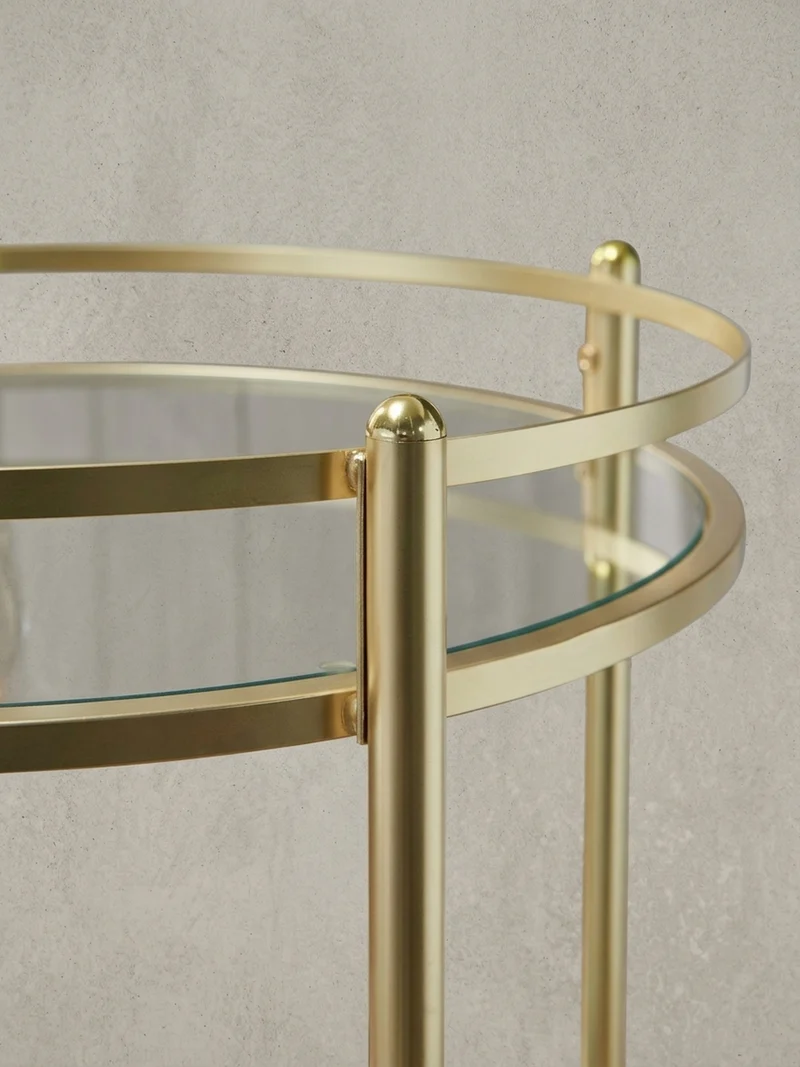 Servierwagen – Gold, Sicherheitsglas, auf Rollen
