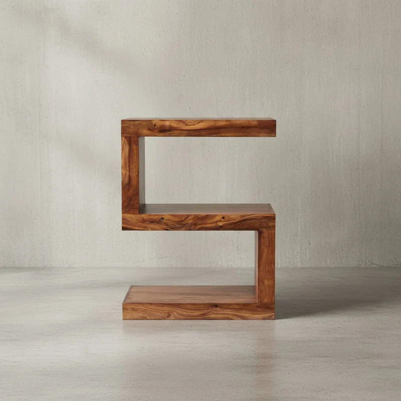 Beistelltisch Massivholz S-Form Handgefertigt