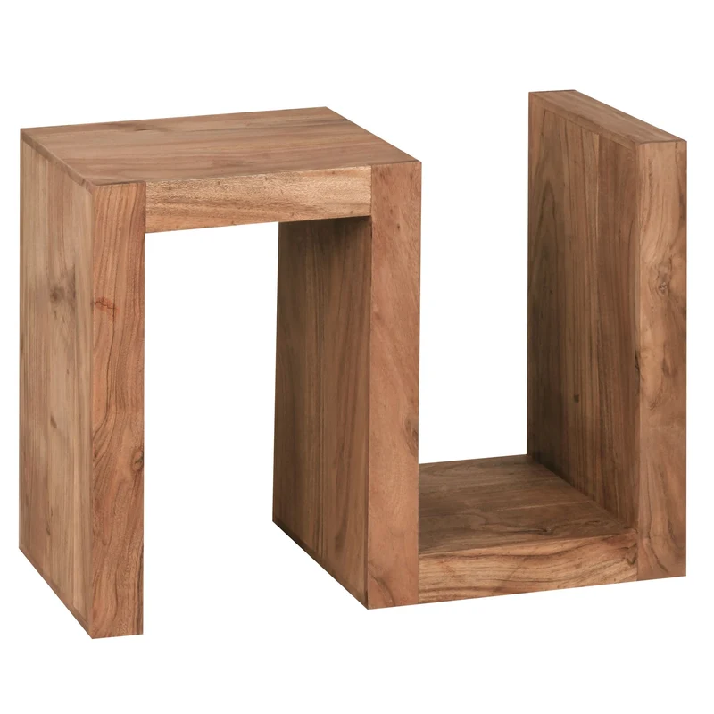 Beistelltisch Massivholz S-Form Handgefertigt