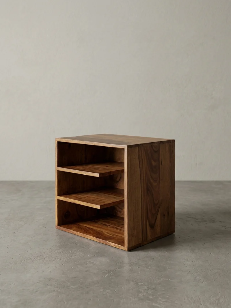 Beistelltisch – Massivholz B×H×T 43×43×30 cm mit 3 Ablageflächen