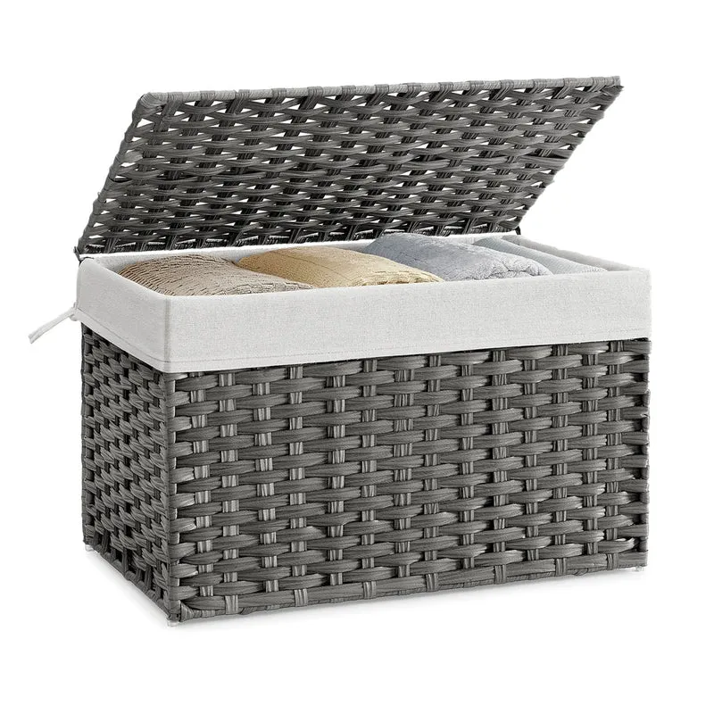 Cesta de Almacenamiento con Tapa Plegable Bolsas de Tela Extraíbles y Asas
