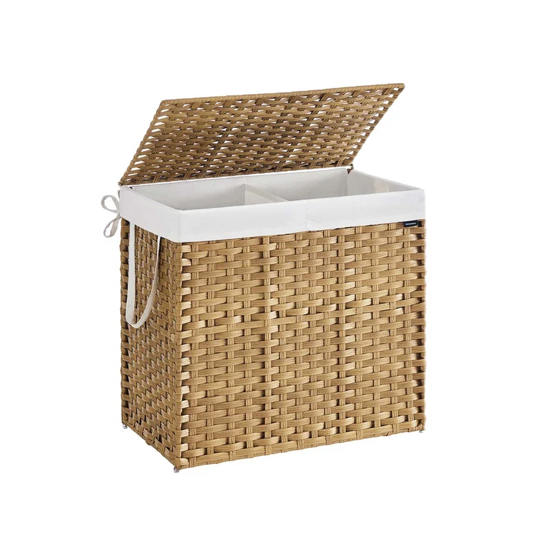 Cesta de Almacenamiento con Tapa Plegable Bolsas de Tela Extraíbles y Asas