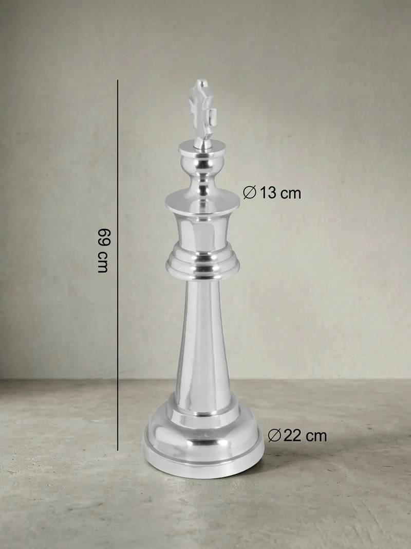 Dekofigur Schachfigur Aluminium poliert 70 cm Silber