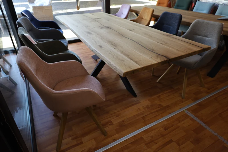 Esstisch Tisch +Massivholz Eiche VOLL 4cm +Baumkante +Epoxidharz
