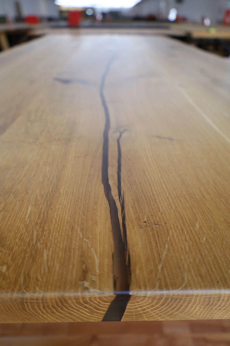 Esstisch Tisch +Massivholz Eiche VOLL 4cm +Baumkante +Epoxidharz